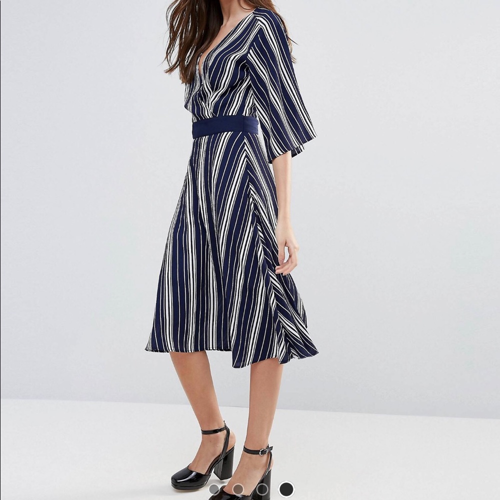 Liquorish striped wrap front dress